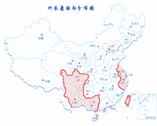 竹长蠹(国内分布图)